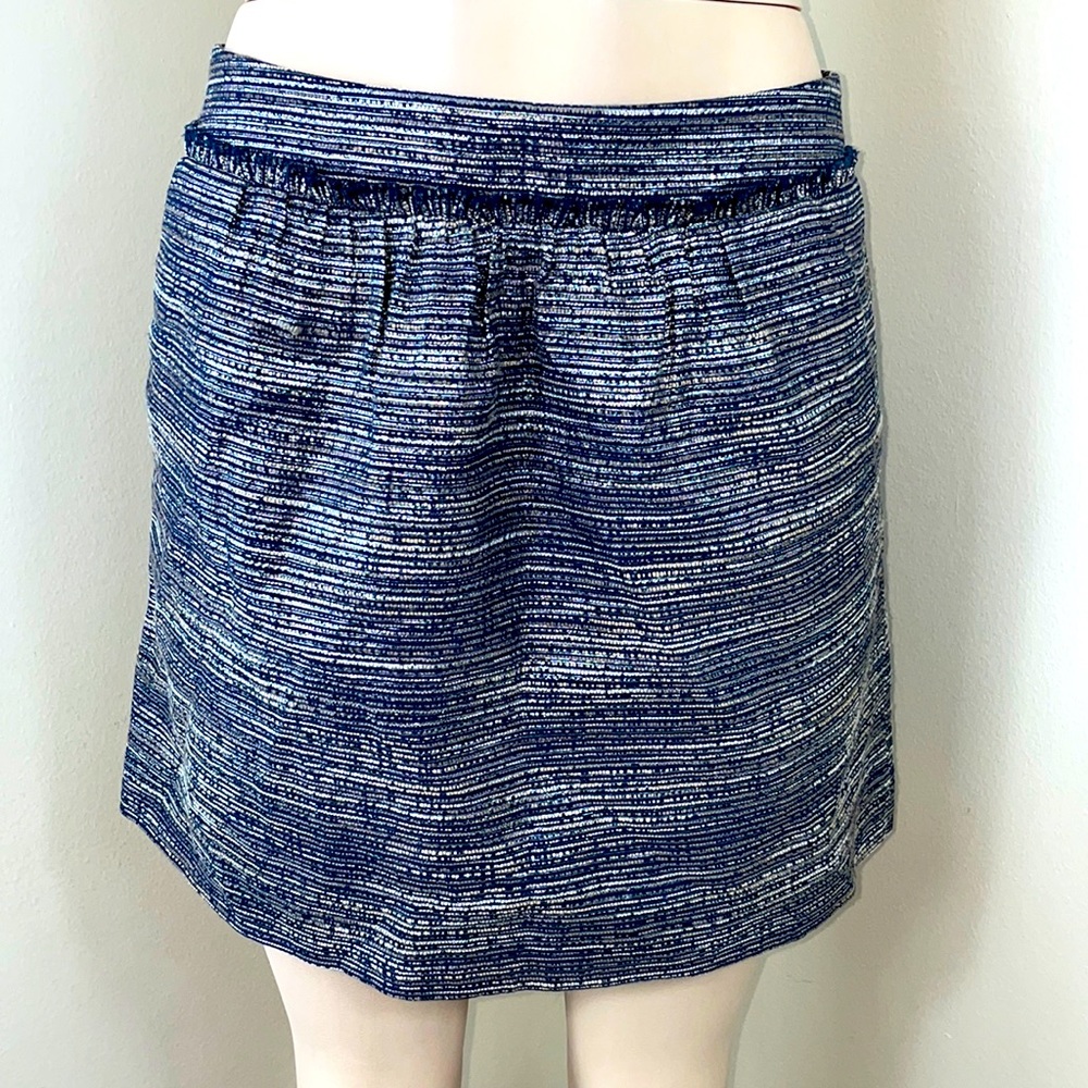 Blue Gray Smoky Rounded Metallic Tweed Pencil Skirt Midi Mini Pockets Clueless